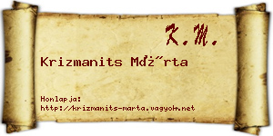 Krizmanits Márta névjegykártya