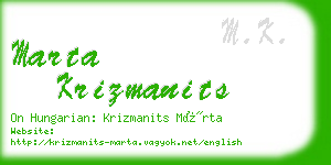 marta krizmanits business card